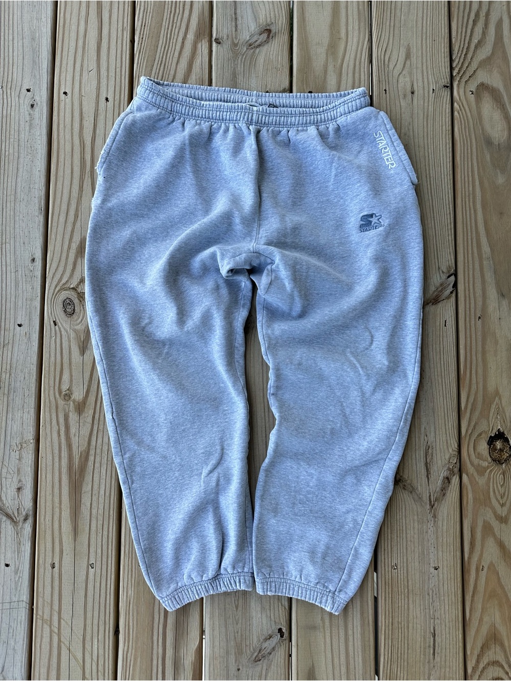 Y2K Starter Men’s Heather Grey Baggy Fleece Sweatpants